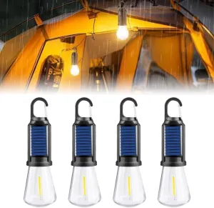 Solar Camp Bulbs, Rechargeable Hooked Camp Light Bulbs, Ipx4 Waterproof LED Tent Lights with 3 Modes, USB Charging Portable Outdoor for Camping Hiking Fishing Emergency(Style B)