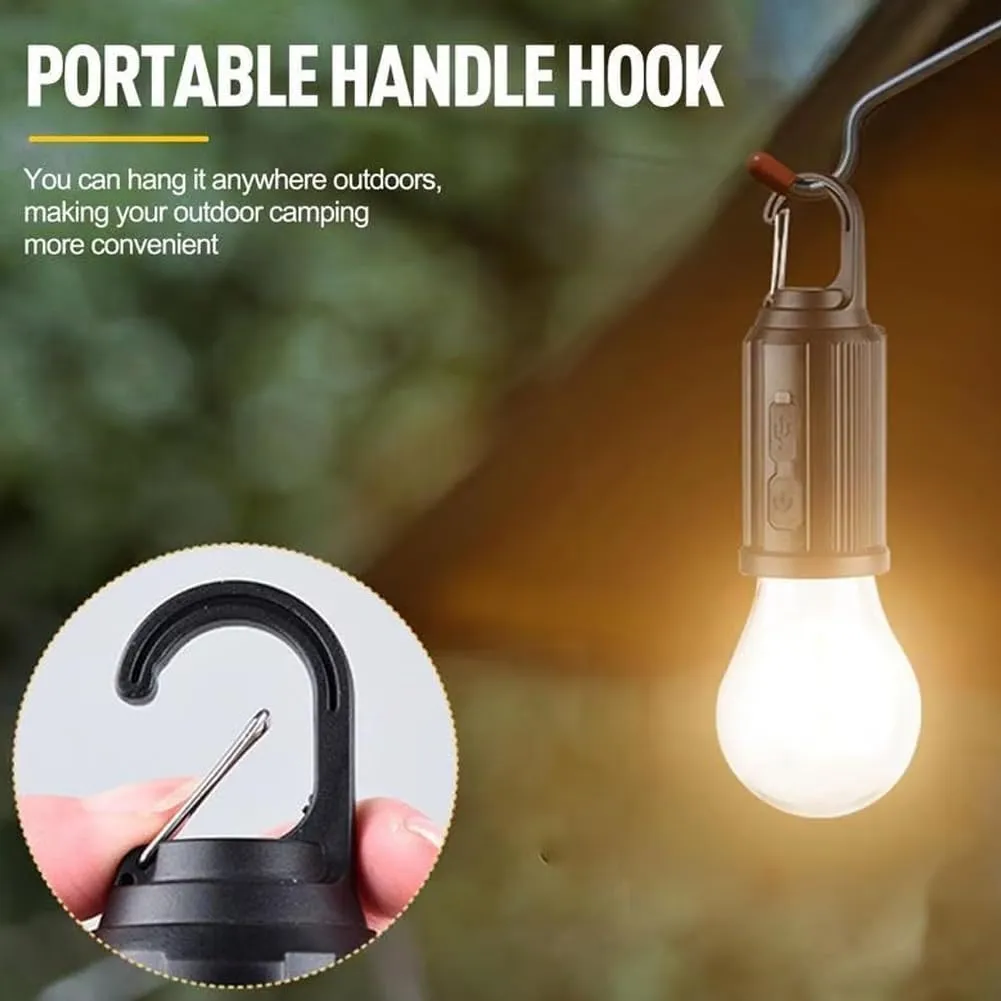 Solar Camp Bulbs, Rechargeable Hooked Camp Light Bulbs, Ipx4 Waterproof LED Tent Lights with 3 Modes, USB Charging Portable Outdoor for Camping Hiking Fishing Emergency(Style B)