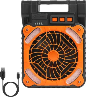 Solar Camping Fan with LED Lantern, 5200mAh Rechargeable Portable Solar Powered Fan, 4 Speeds & 3 Light Modes & 3 Timers, Cordless Battery Operated Fan for Camping, Hiking, Travel, Emergency