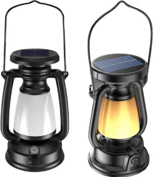 Solar Camping Lantern 4000mAh RechargeableVintage Style Adjustable Brightness for Hiking Hunting Fishing Outdoor- 2 Pack