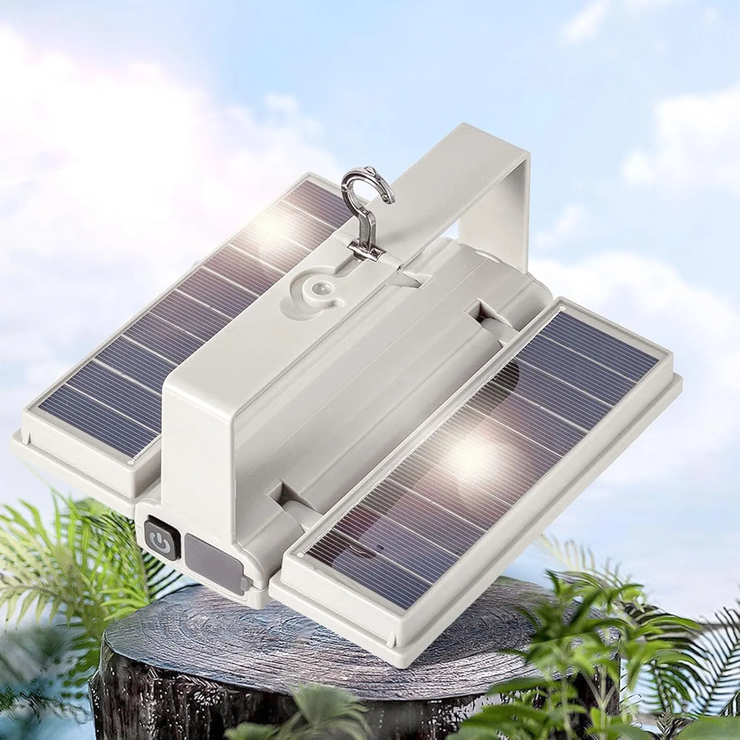 Solar Camping Lantern, Foldable Solar Camping Light Type C 2200mAh IP66 Waterproof Solar Tent Light for Emergency Hurricane Hiking (White)