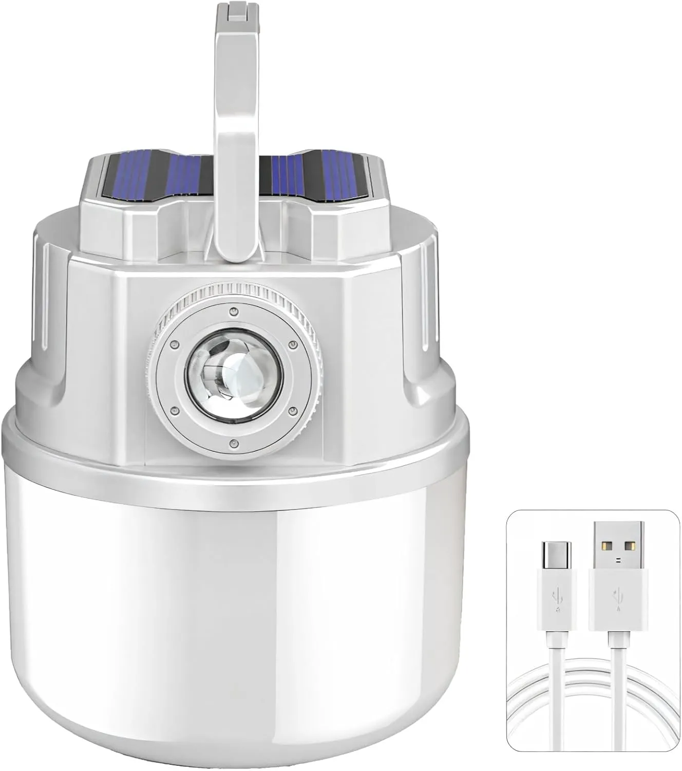 Solar Emergency Lamp with USB and Type-C Charging, Outdoor Camping Lantern