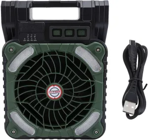 Solar Fan, Portable Camping Fan Rechargeable Battery Operated Tent Camp Fan with Solar Panel Led Lantern for Outdoor Picnic Hurricane Fishing Worksite (OD Green)