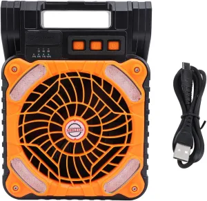 Solar Fan, Portable Camping Fan Rechargeable Battery Operated Tent Camp Fan with Solar Panel Led Lantern for Outdoor Picnic Hurricane Fishing Worksite (Orange)
