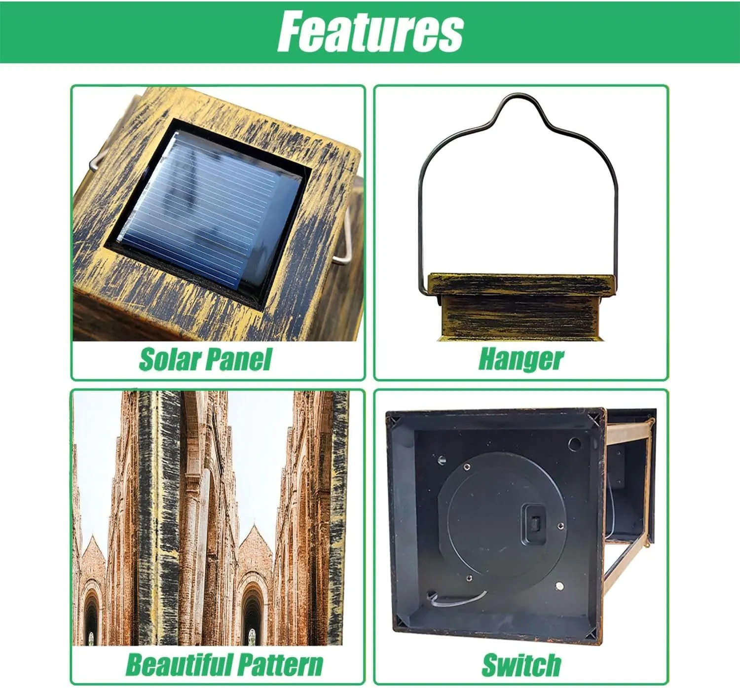 Solar Lantern Abbey San Galgano Outdoor Garden Hanging Lantern Waterproof Solar Powered Lighting Outside Table Lamp for Deck Yard Camping Patio Decor