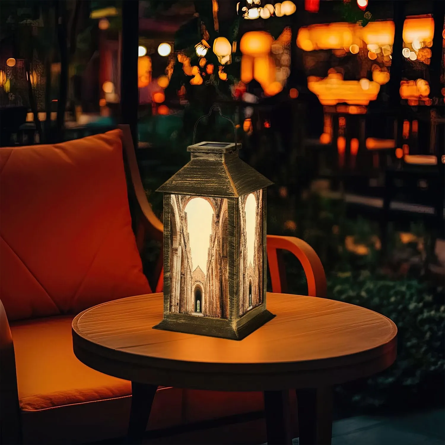 Solar Lantern Abbey San Galgano Outdoor Garden Hanging Lantern Waterproof Solar Powered Lighting Outside Table Lamp for Deck Yard Camping Patio Decor
