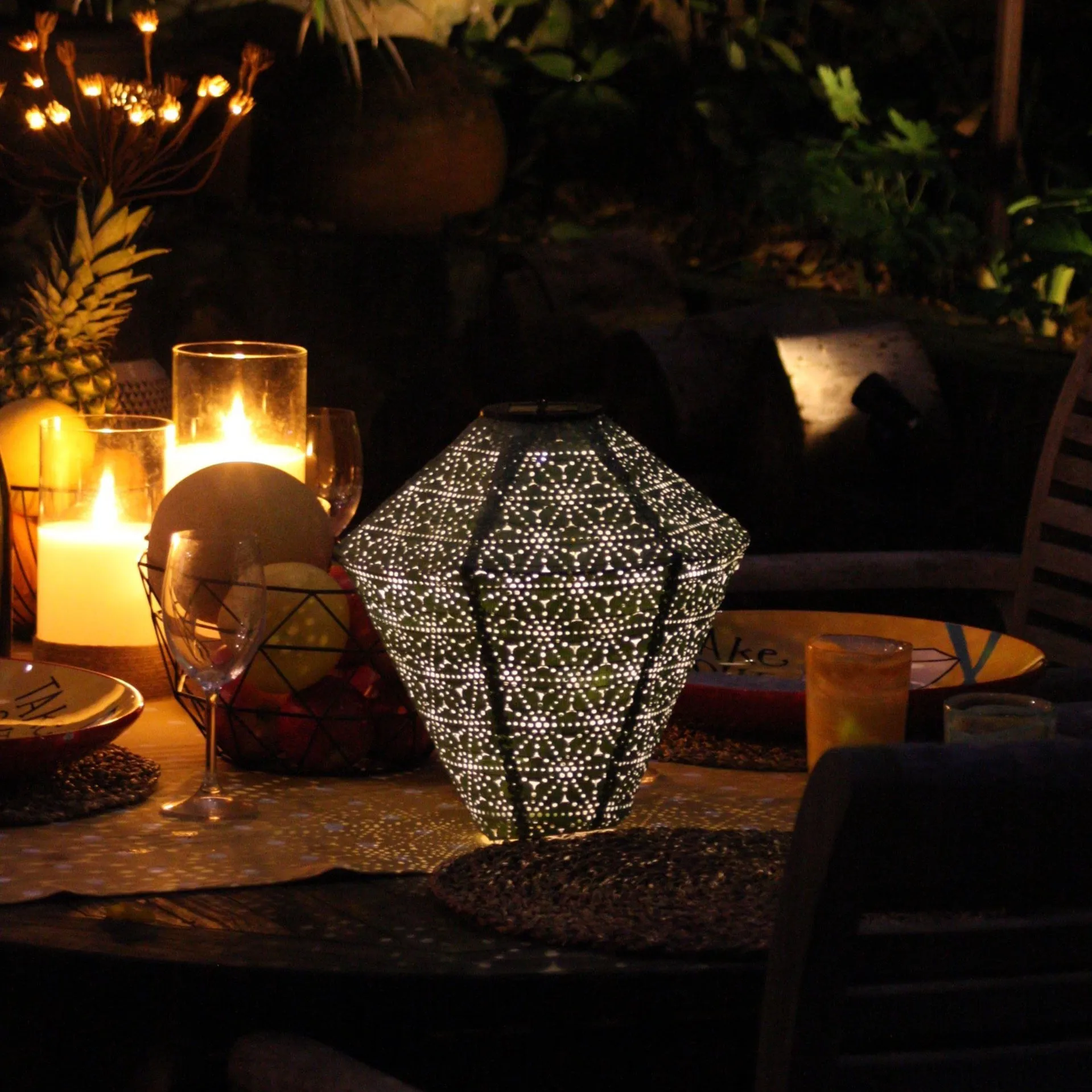 Solar Lantern - Green Diamond