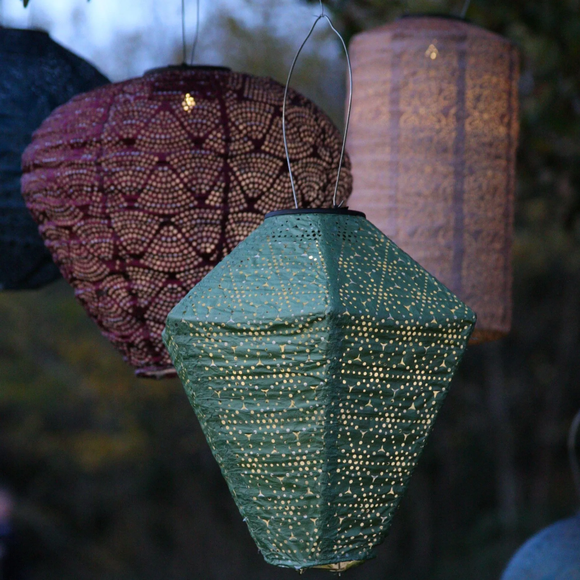 Solar Lantern - Green Diamond
