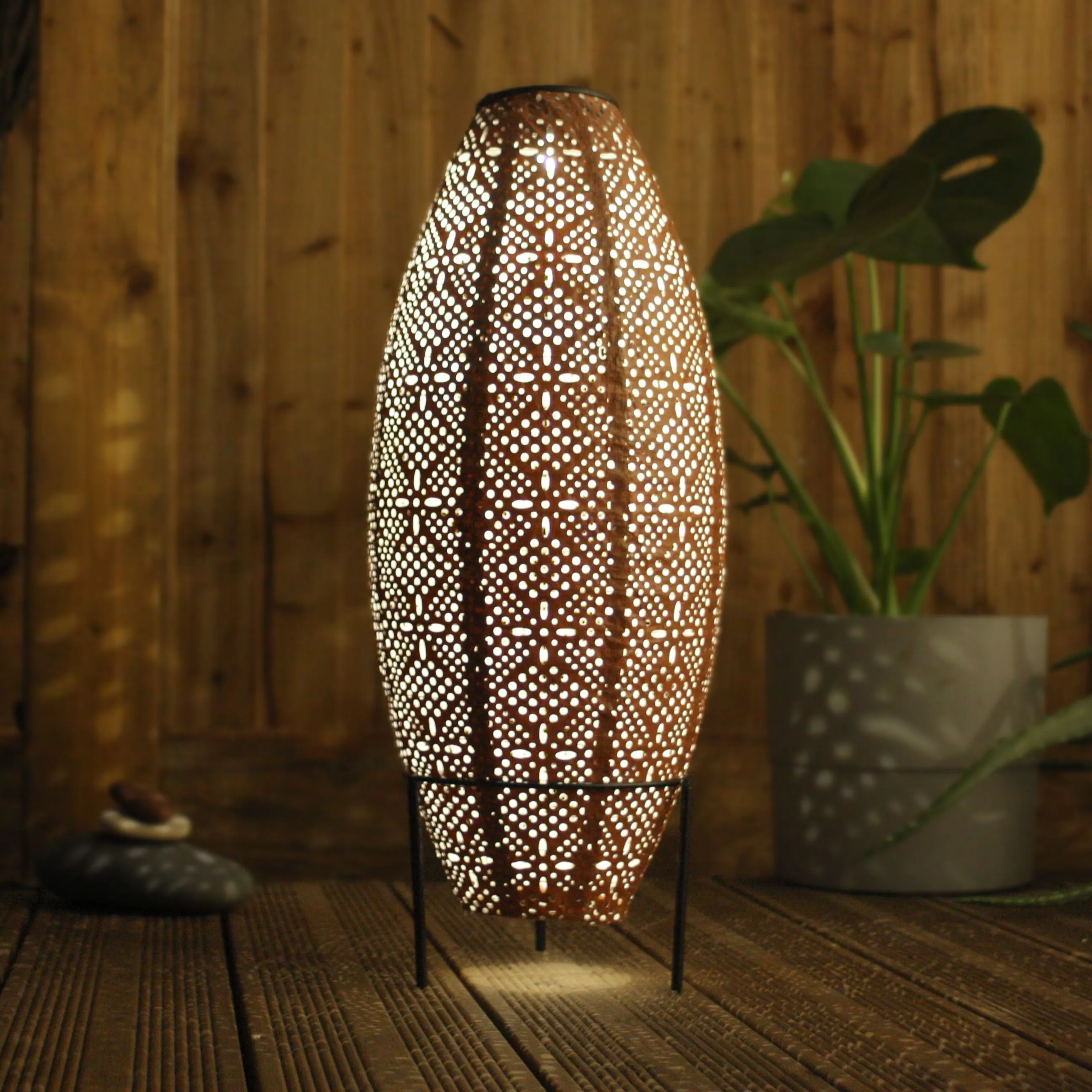 Solar Lantern - Taupe Oval