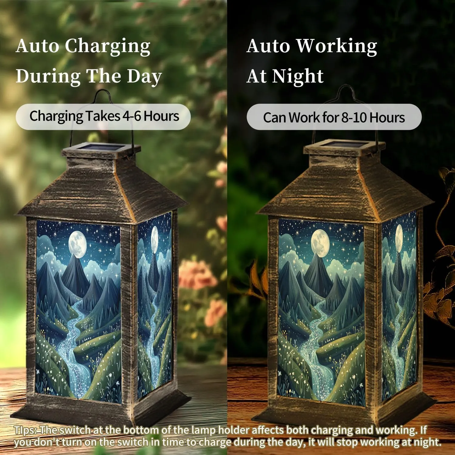 Solar Lantern Whimsical Valley Starry River Outdoor Waterproof Garden Hanging Lantern Solar Powered Lighting Outside Table Lamp for Patio Deck Camping 1 Pack