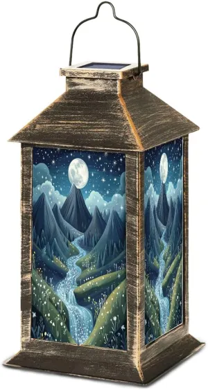Solar Lantern Whimsical Valley Starry River Outdoor Waterproof Garden Hanging Lantern Solar Powered Lighting Outside Table Lamp for Patio Deck Camping 1 Pack