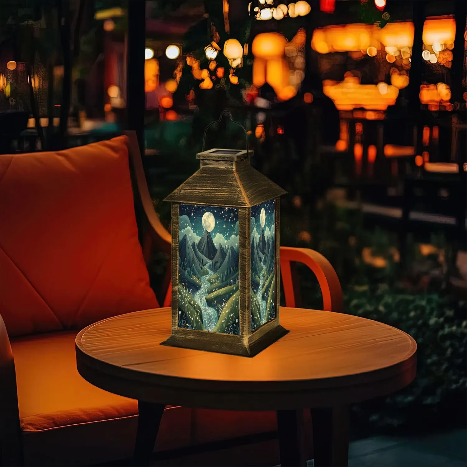 Solar Lantern Whimsical Valley Starry River Outdoor Waterproof Garden Hanging Lantern Solar Powered Lighting Outside Table Lamp for Patio Deck Camping 1 Pack