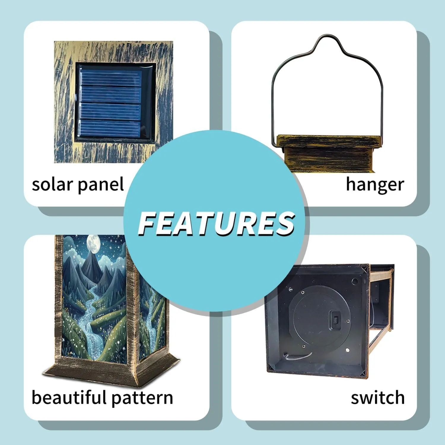 Solar Lantern Whimsical Valley Starry River Outdoor Waterproof Garden Hanging Lantern Solar Powered Lighting Outside Table Lamp for Patio Deck Camping 1 Pack