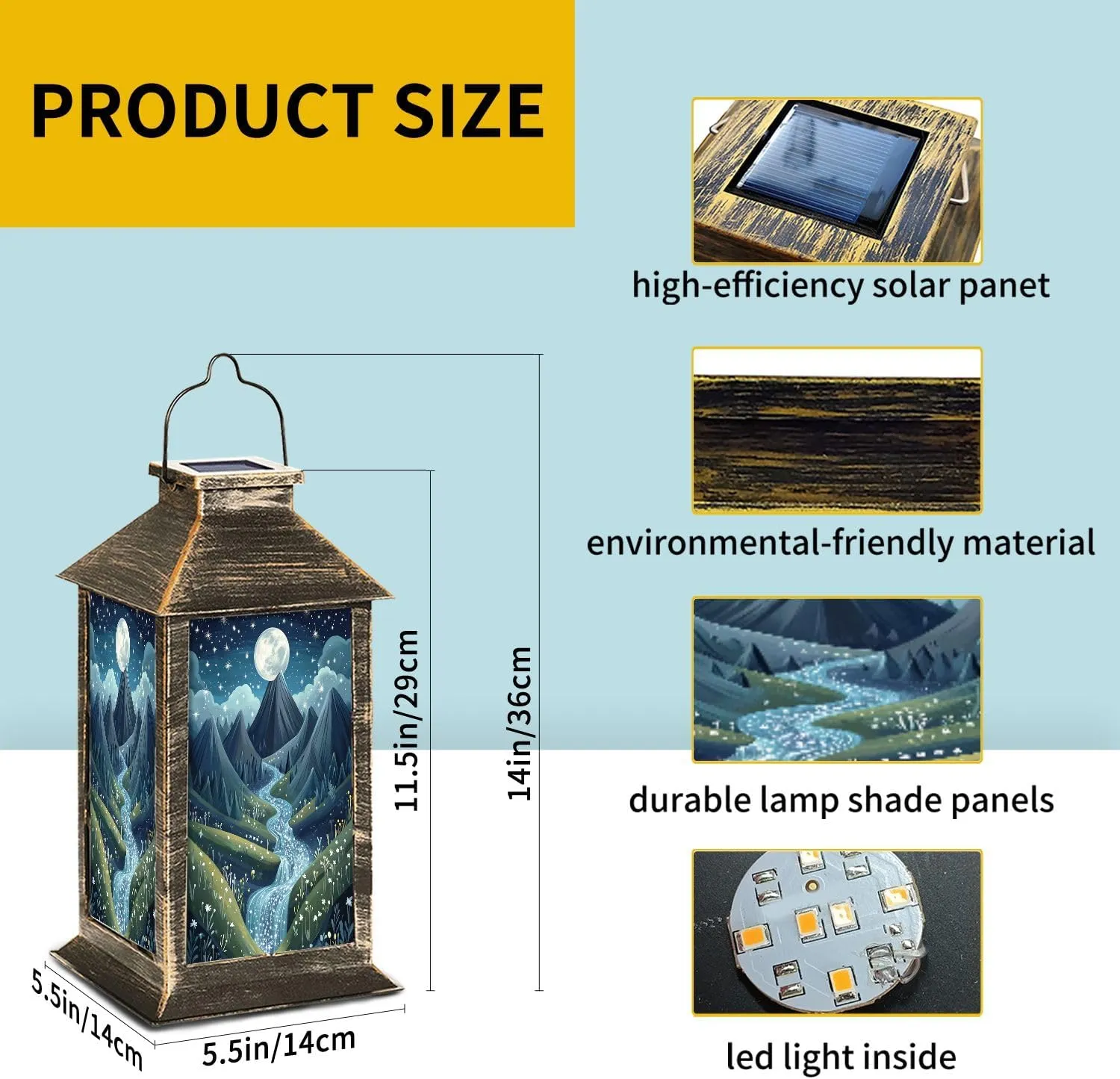 Solar Lantern Whimsical Valley Starry River Outdoor Waterproof Garden Hanging Lantern Solar Powered Lighting Outside Table Lamp for Patio Deck Camping 1 Pack