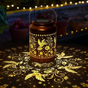 Solar Lanterns Outdoor Garden Decor- Solar Lights Waterproof Hummingbird Decorative Gifts for Women Mom Grandma Hanging Metal Lights Gardening Gift for Outside for Yard, Patio, Backyard, Farm
