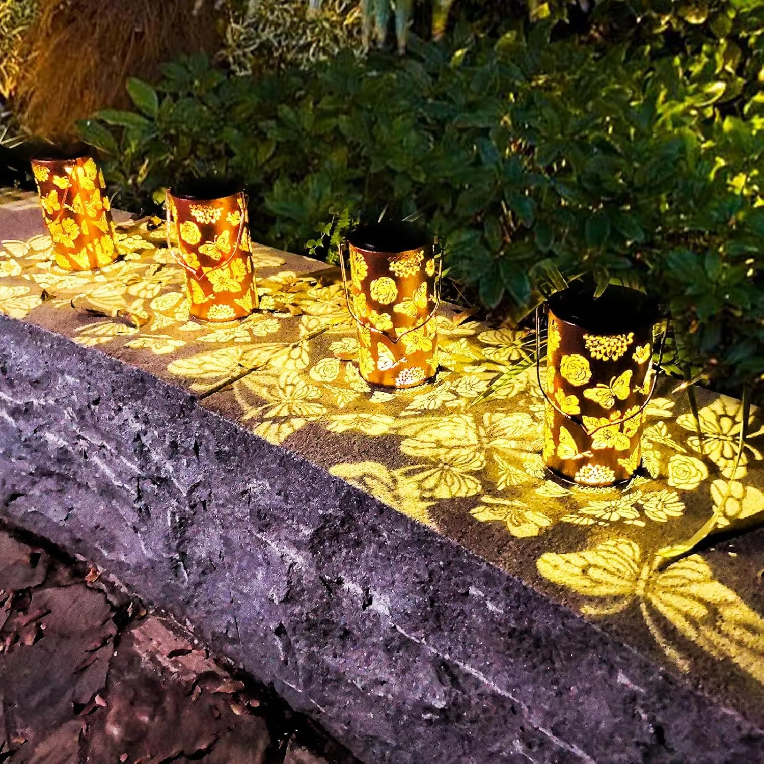 Solar Lanterns Outdoor Waterproof Butterfly Birthday Gifts for Women Mom Grandma Garden Decor Flower Metal Hanging LED Decorative Light for Patio Yard Lawn Backyard Front Porch Gardening Gifts