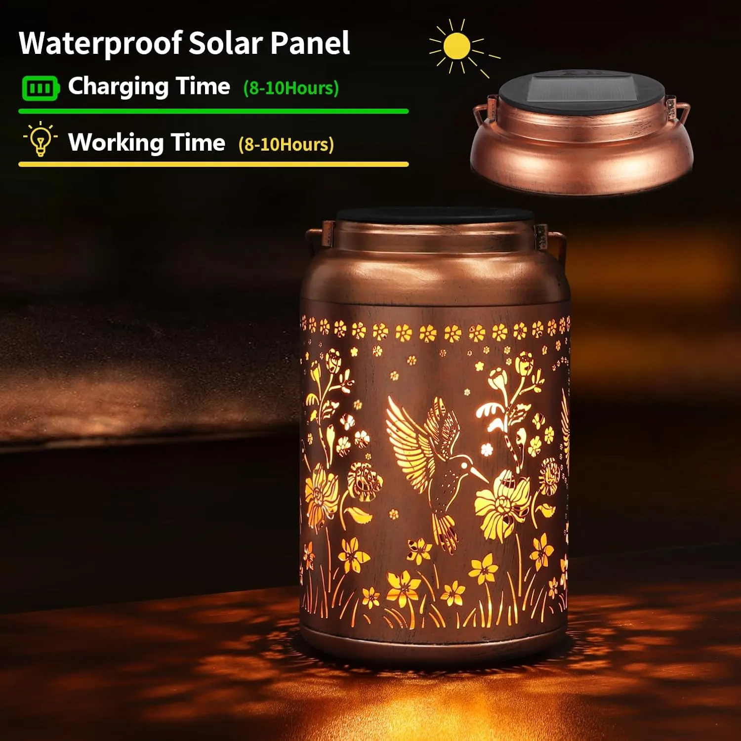 Solar Lanterns Outdoor Waterproof Hummingbird Garden Decor Birthday Mothers Day Gifts for Women Mom Grandma Hanging Solar Lights Metal Solar Decoration Outside for Yard, Backyard, Patio Deals