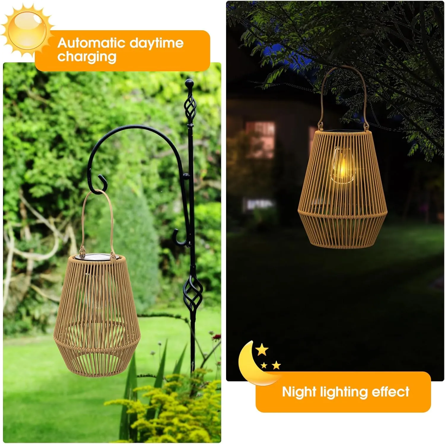 Solar Lanterns - Outdoor Waterproof Solar Lights for Outside Hanging, Decoration for Garden, Yard, Patio, Porch, Trees, Lawn, Pathway, 4 Pack
