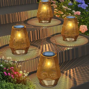 Solar Lanterns - Outdoor Waterproof Solar Lights for Outside Hanging, Decoration for Garden, Yard, Patio, Porch, Trees, Lawn, Pathway, 4 Pack