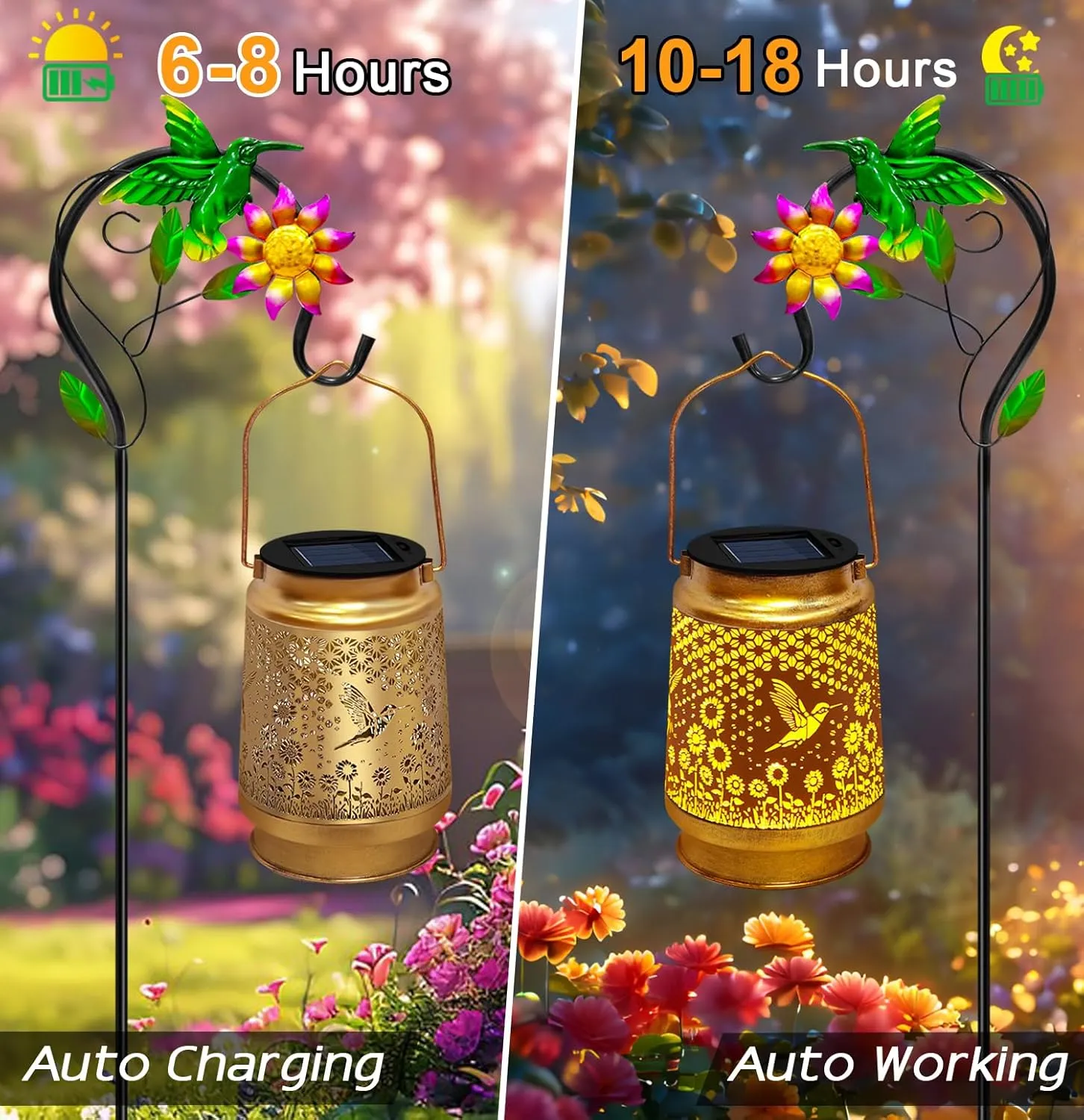 Solar Lanterns Outdoor Waterproof with Shepherd Hook,Mothers Day Birthday Gifts for Mom Women,Hummingbird Hanging Solar Lights Garden Decor,Metal Bird Decorative for Yard,Patio,Porch,Lawn,Tabletop