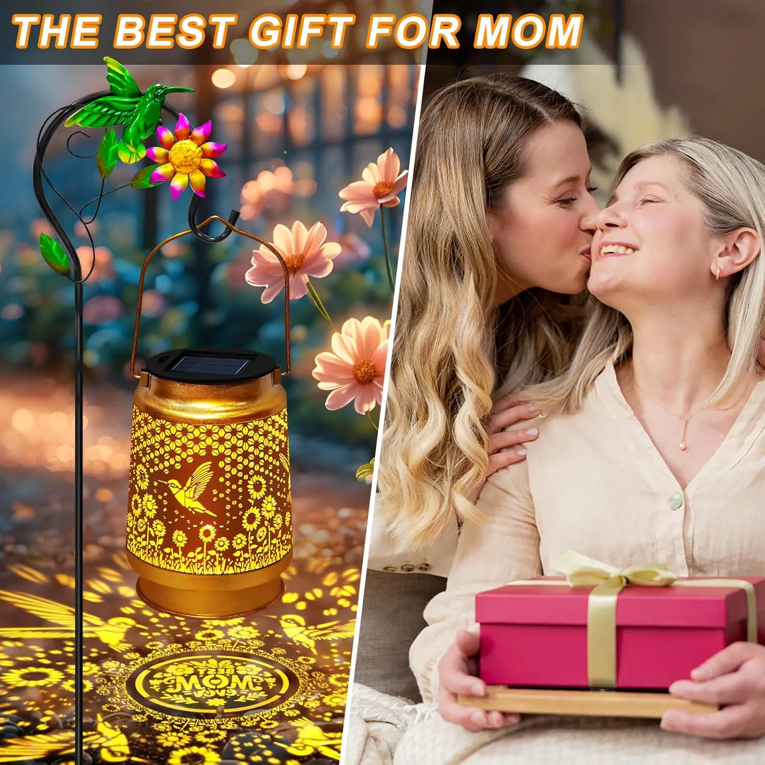 Solar Lanterns Outdoor Waterproof with Shepherd Hook,Mothers Day Birthday Gifts for Mom Women,Hummingbird Hanging Solar Lights Garden Decor,Metal Bird Decorative for Yard,Patio,Porch,Lawn,Tabletop