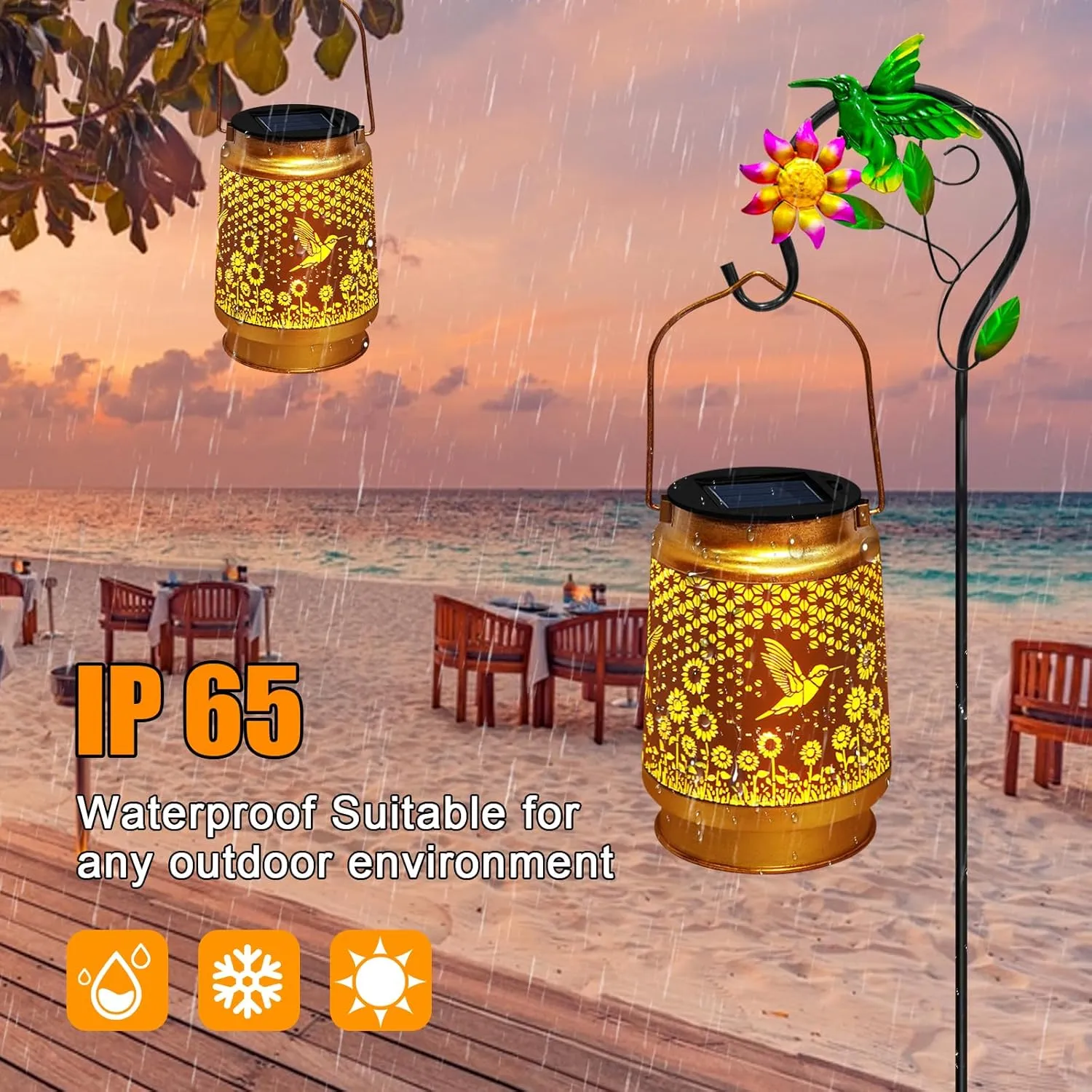 Solar Lanterns Outdoor Waterproof with Shepherd Hook,Mothers Day Birthday Gifts for Mom Women,Hummingbird Hanging Solar Lights Garden Decor,Metal Bird Decorative for Yard,Patio,Porch,Lawn,Tabletop