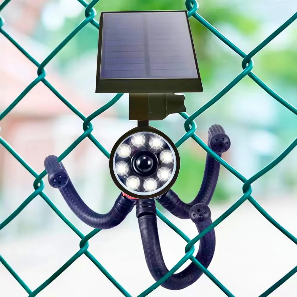Solar Motion Sensor Flood Lights, Solar Camping LED Spotlight, Aluminum Alloy Outdoor Cameras Fill Light Waterproof for Patio, Camp, Fence, Post, 100-Week FREE Refund/Replacement, 1400LM 9W 130W Equ.
