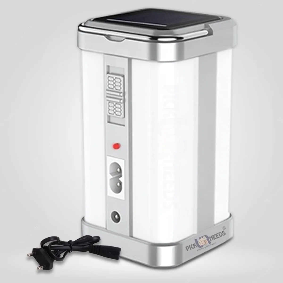 Solar Rechargeable Home Emergency Floor Lantern Lamp Light Super Brightness 4 Side Tube (Silver)