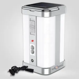 Solar Rechargeable Home Emergency Floor Lantern Lamp Light Super Brightness 4 Side Tube (Silver)