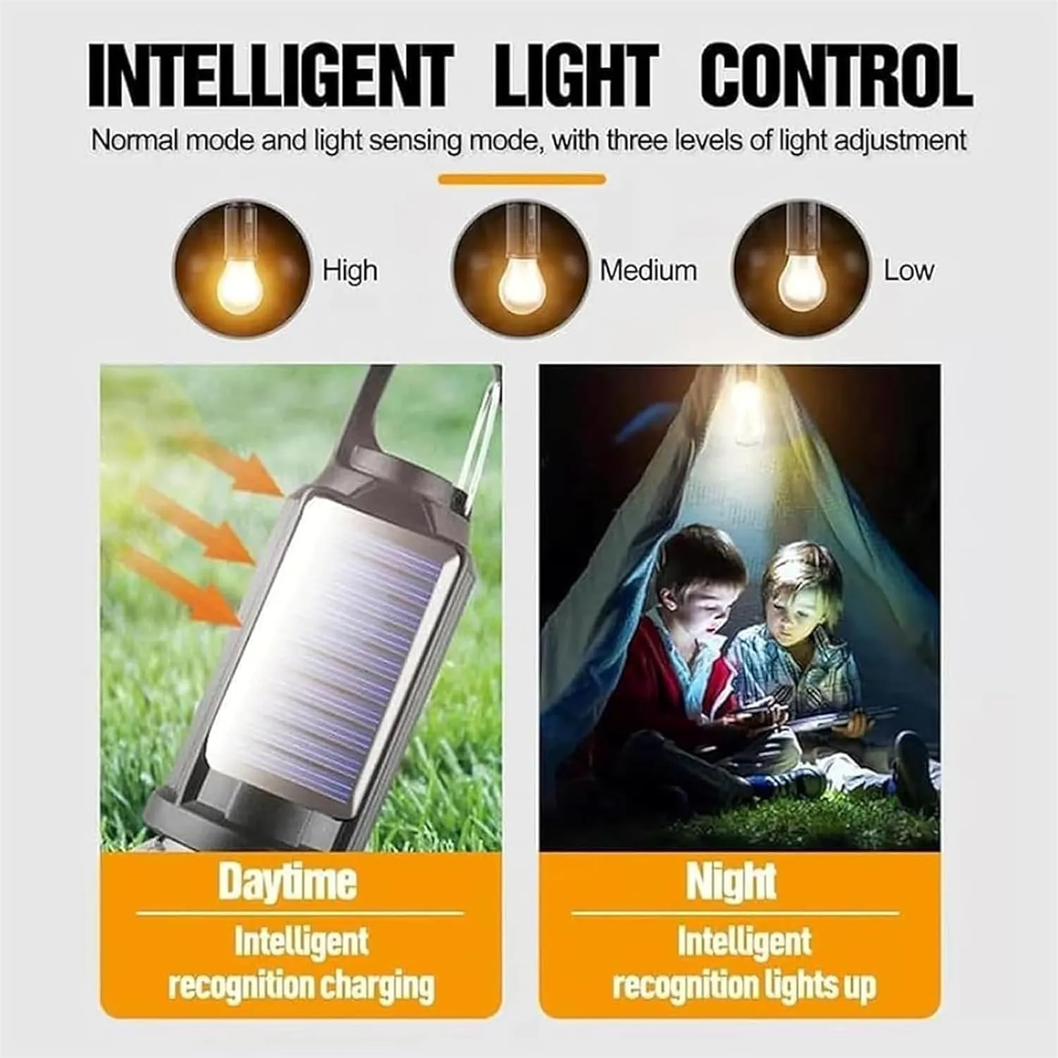 Solar Rechargeable Hooked Camping Light, 3 Light Modes Adjustable LED Solar Camping Lights, Portable Outdoor Waterproof Emergency Camp Bulbs for Hiking, Party, Fishing(3 Pcs B)
