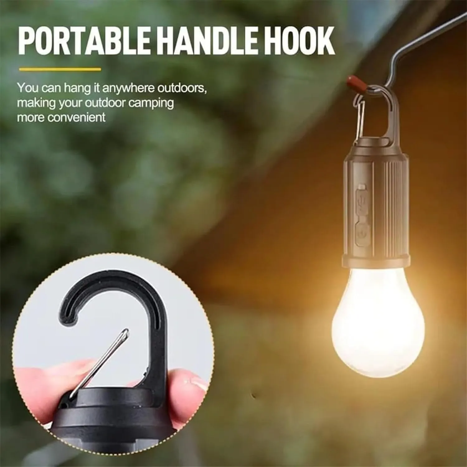 Solar Rechargeable Hooked Camping Light, 3 Light Modes Adjustable LED Solar Camping Lights, Portable Outdoor Waterproof Emergency Camp Bulbs for Hiking, Party, Fishing(3 Pcs B)
