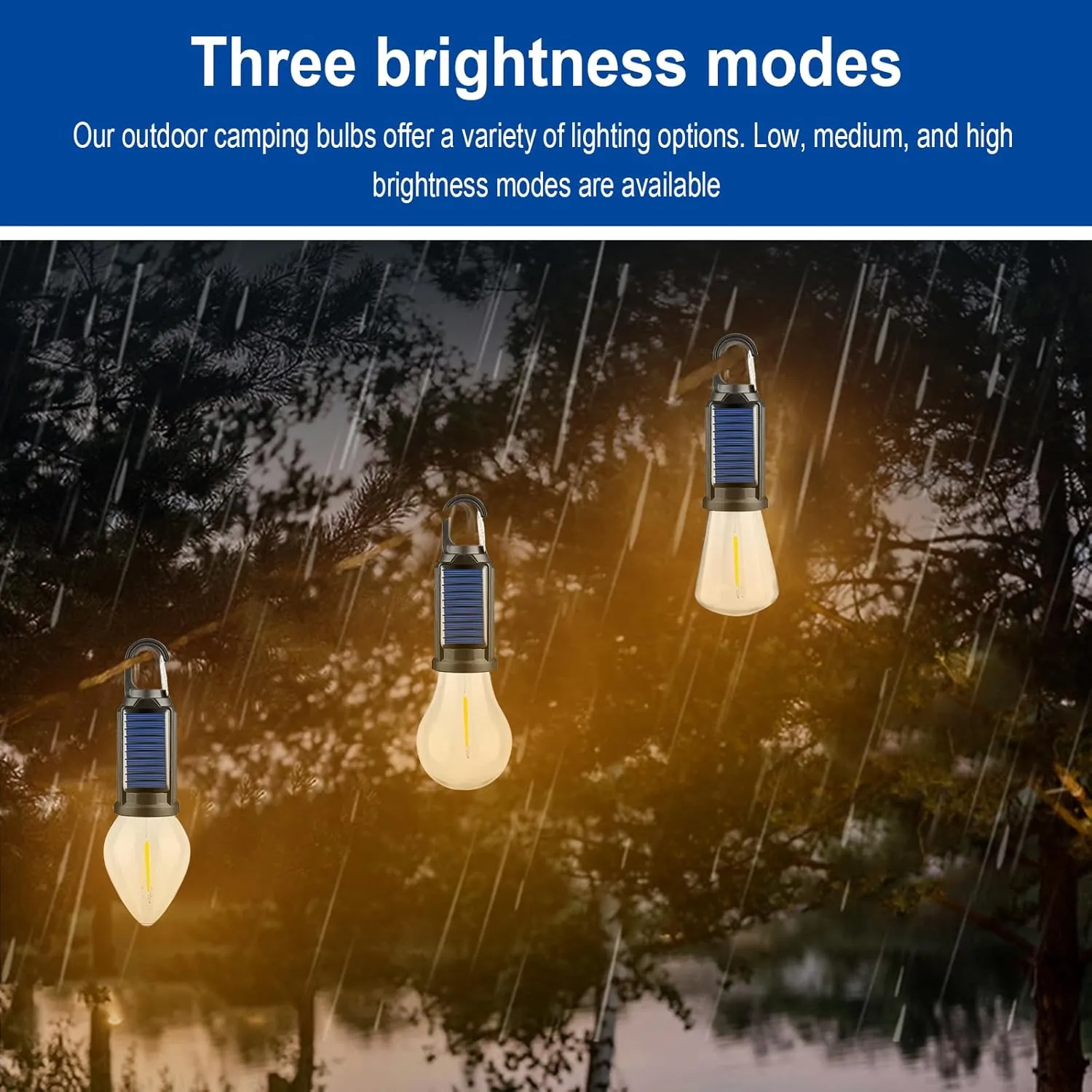 Solar Rechargeable Hooked Camping Light, LED Solar Tent Lights Battery Powered with Clip Hook, Portable Outdoor Waterproof Emergency Camp Bulbs (Tapered Style*6)