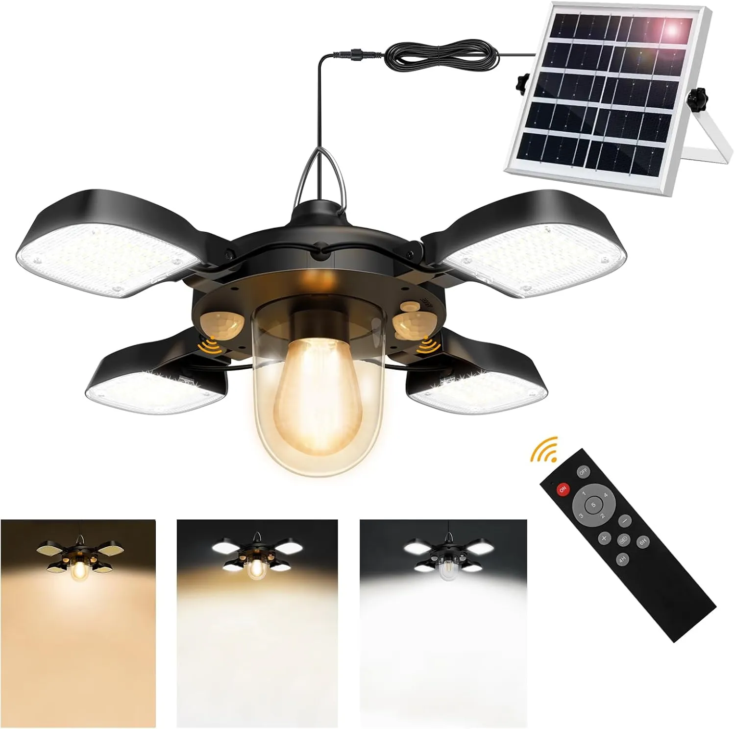 Solar Shed Light for Outdoor and Indoor with Motion Sensor,Upgrade 192LED 1200LM Waterproof Pendant Light Solar Powered with Remote Control for Garage,Gazebo,Patio,Barn,Canopy,Cabin,Ceiling,Shop,etc.