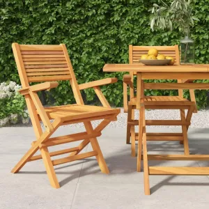 Solid Teak Wood Folding Patio Chairs 2-Pack Outdoor Furniture 21.7"x24.4"x35.4" Weather-Resistant Foldable Lounge Chairs for Beach Camping Backyard Poolside