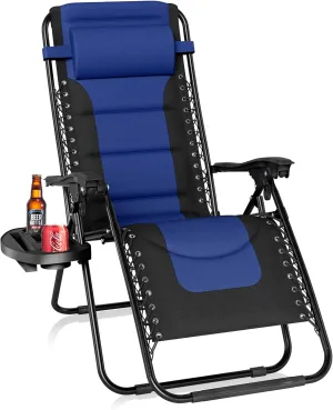 Sophia & Willliam Zero Gravity Chair Padded, Reclining Folding Chair with Free Cup Holder (Blue)