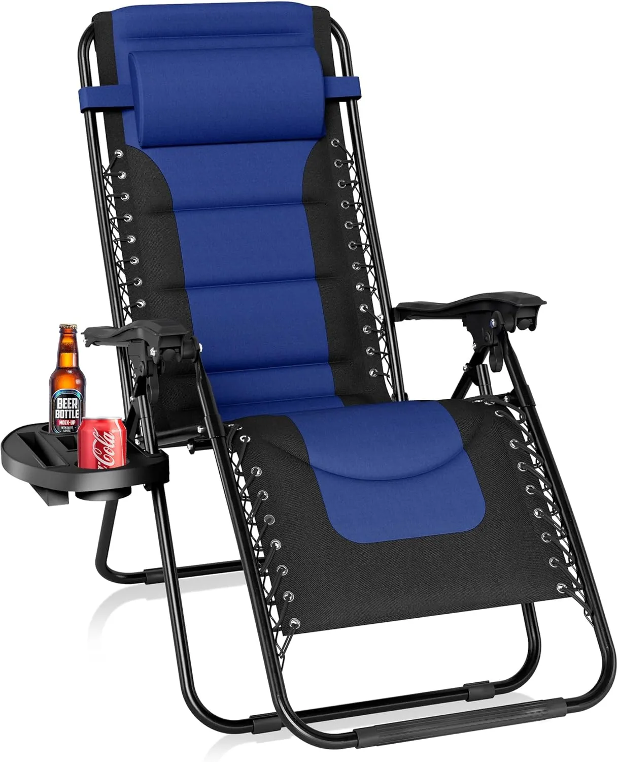 Sophia & Willliam Zero Gravity Chair Padded, Reclining Folding Chair with Free Cup Holder (Blue)