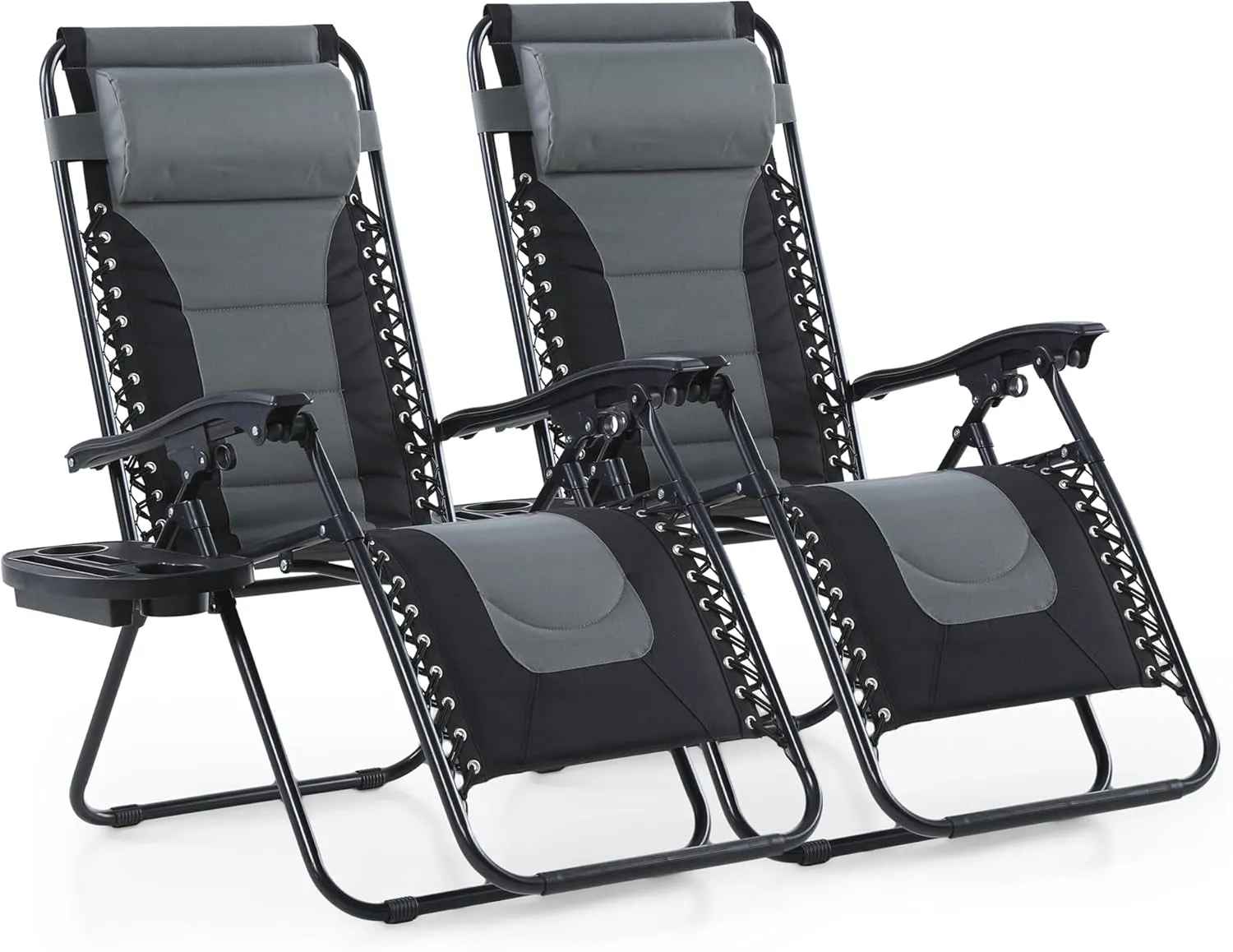 Sophia & Willliam Zero Gravity Chair Set of 2, Reclining Folding Chair with Free Cup Holder (Grey)