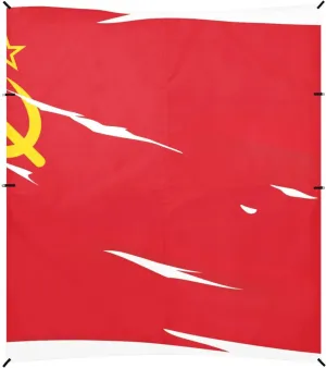 Soviet Union Flag Union of Soviet Socialist Republics National Foldable Beach Cabana UPF50 Lightweight Large Sun Shade with Sandbags & Sand Shovel for Family Trips, Picnics & Camping