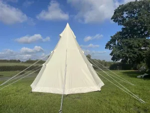 Spacious and Durable 4-Season Canvas Tipi Tent for Luxury Camping, Easy Setup, Fits 3-4 People, Aluminum Pole, Custom Camouflage