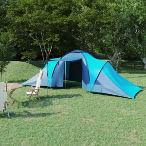 Spacious Camping Tent for 6 People, Easy Setup, Blue and Light Blue, for Outdoor Adventures
