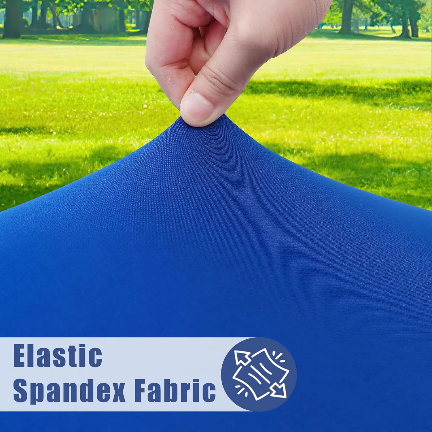 Spandex Picnic Table Cloth 2 Pack, Elastic Fitted Tablecloths for 6 Foot Rectangle Tables, Stretch Washable Patio Table Cover for Outdoor, Camping, Banquet and Parties (Blue, 30"x72")