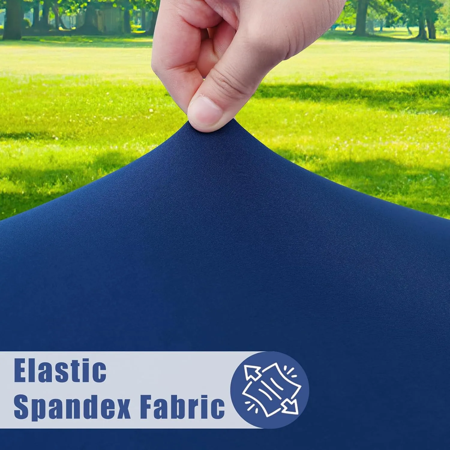 Spandex Picnic Table Cloth 2 Pack, Elastic Fitted Tablecloths for 6 Foot Rectangle Tables, Stretch Washable Patio Table Cover for Outdoor, Camping, Banquet and Parties (Navy, 30"x72")