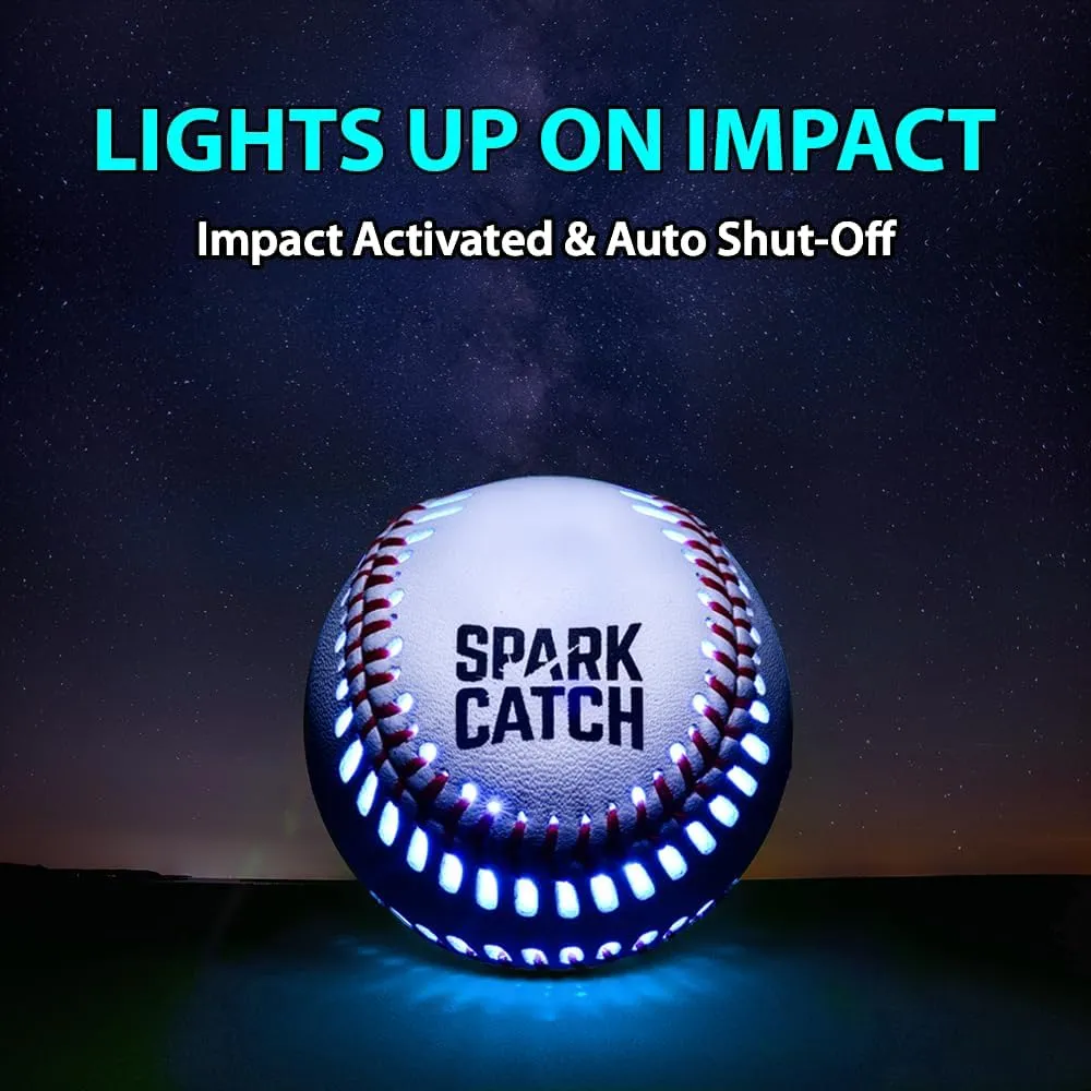 SPARK CATCH Light Up Baseball, Glow in The Dark Baseball, Sports Gear Accessories Gifts for Boys 8 9 10 11 12 13 14 15 Years Old, Kids Teens All Ages Gift Ideas