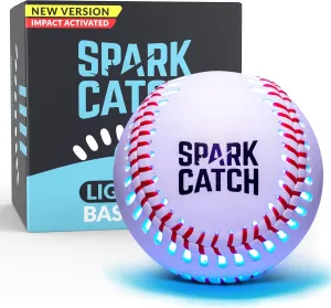 SPARK CATCH Light Up Baseball, Glow in The Dark Baseball, Sports Gear Accessories Gifts for Boys 8 9 10 11 12 13 14 15 Years Old, Kids Teens All Ages Gift Ideas