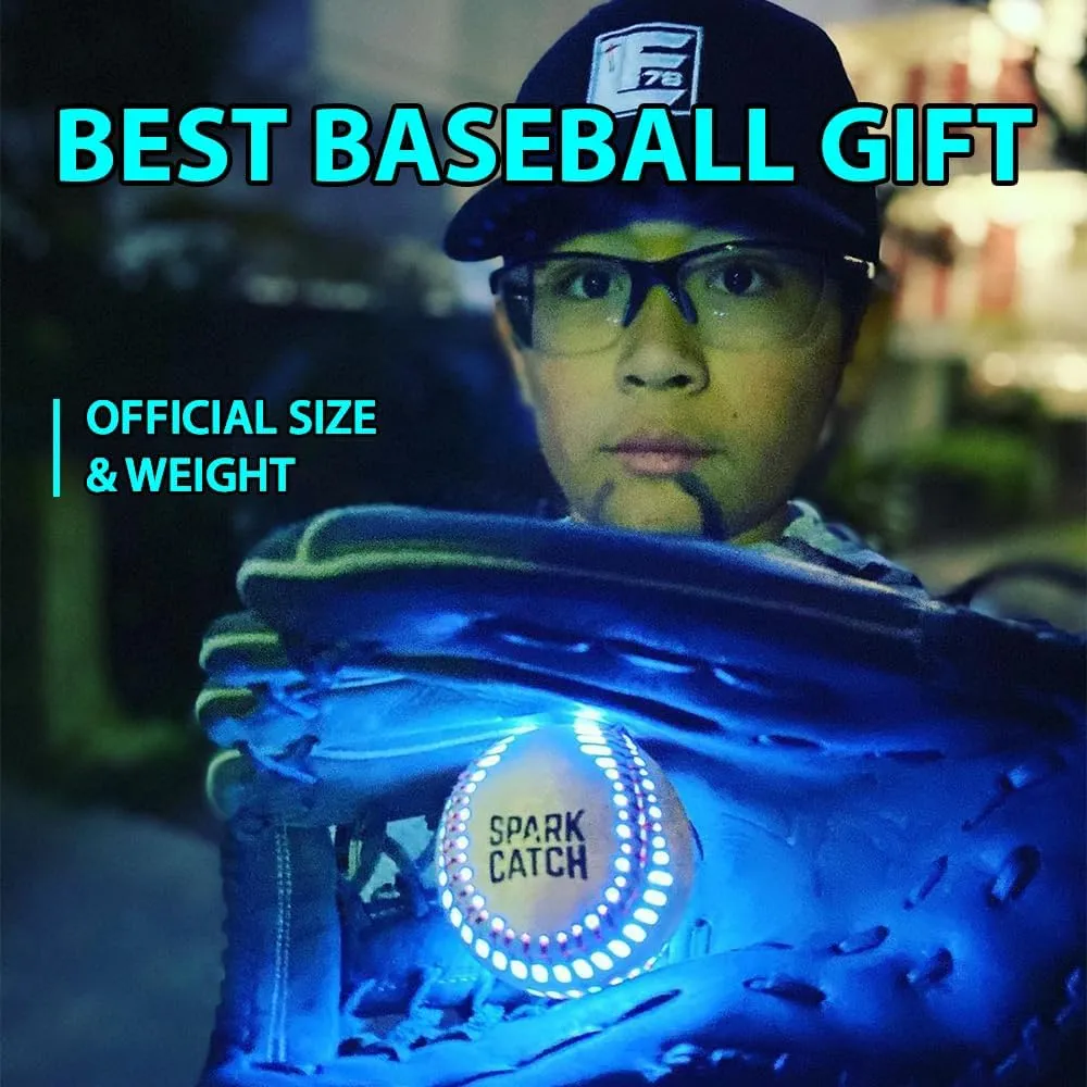 SPARK CATCH Light Up Baseball, Glow in The Dark Baseball, Sports Gear Accessories Gifts for Boys 8 9 10 11 12 13 14 15 Years Old, Kids Teens All Ages Gift Ideas