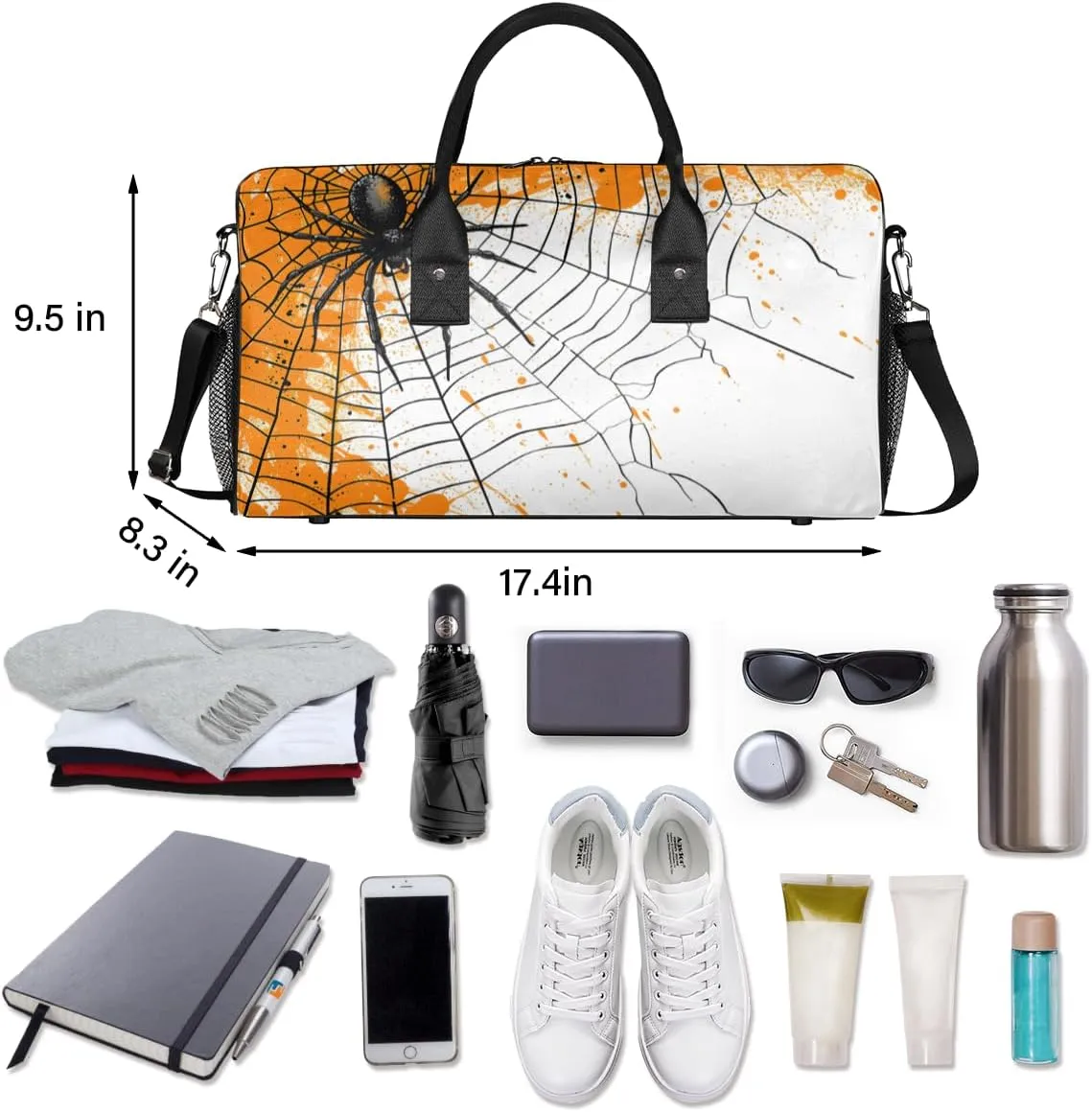 Spiders Web Travel Duffle Bag for Women Men Foldable Waterproof Weekender Bag Carry on Tote for Overnight Sports Gym Spiders On Webs