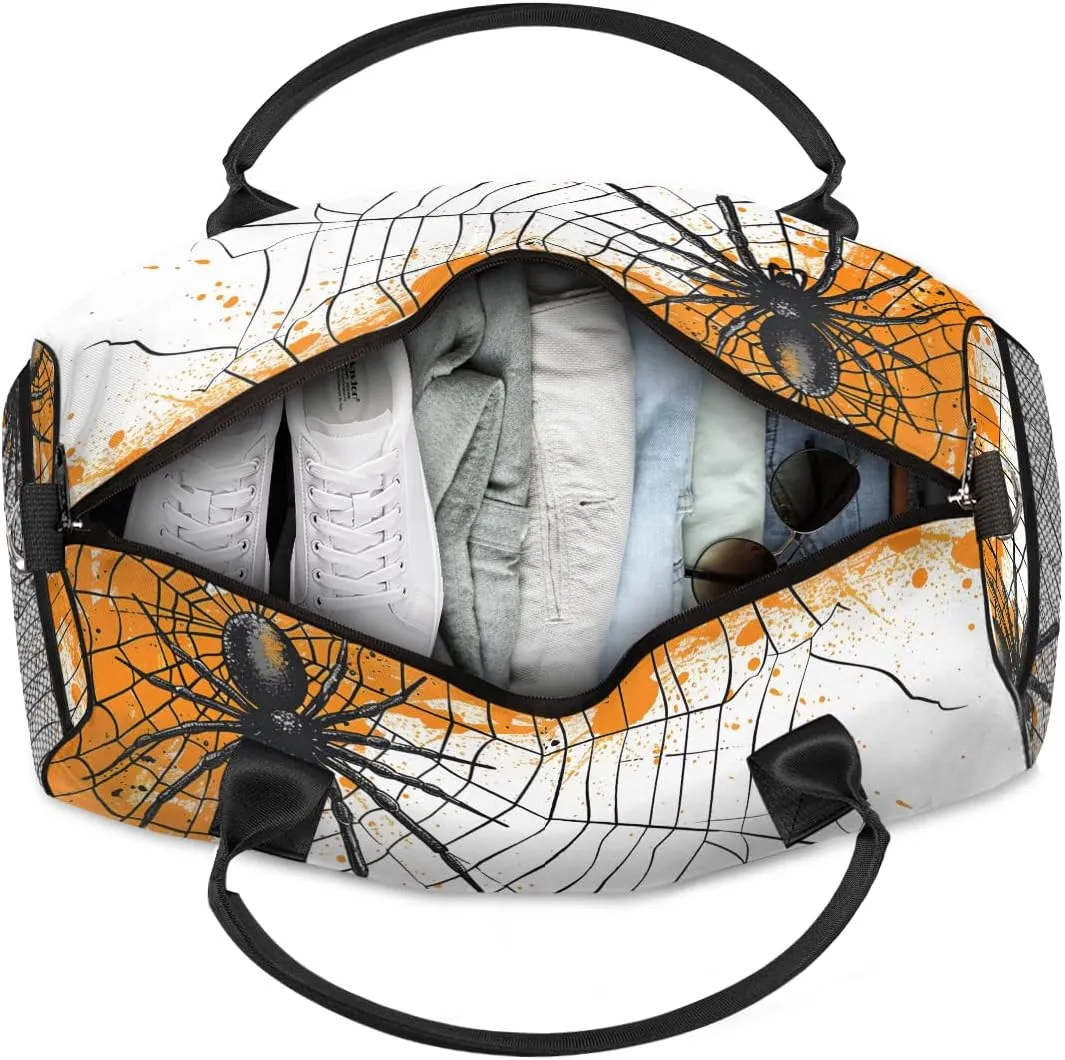 Spiders Web Travel Duffle Bag for Women Men Foldable Waterproof Weekender Bag Carry on Tote for Overnight Sports Gym Spiders On Webs
