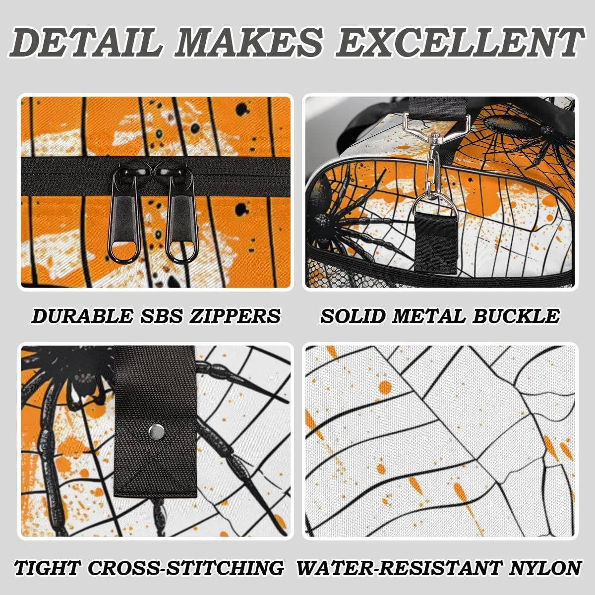 Spiders Web Travel Duffle Bag for Women Men Foldable Waterproof Weekender Bag Carry on Tote for Overnight Sports Gym Spiders On Webs