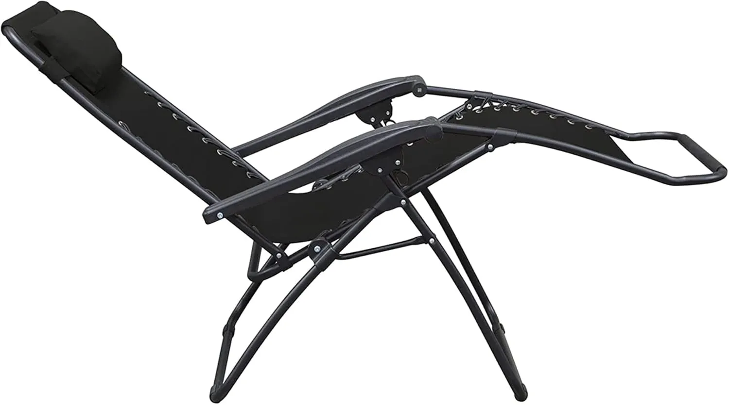 Sports Zero Gravity Outdoor Portable Folding Camping Lawn Deck Patio Pool Recliner Lounge Chair for Adults, Adjustable Headrest, Black