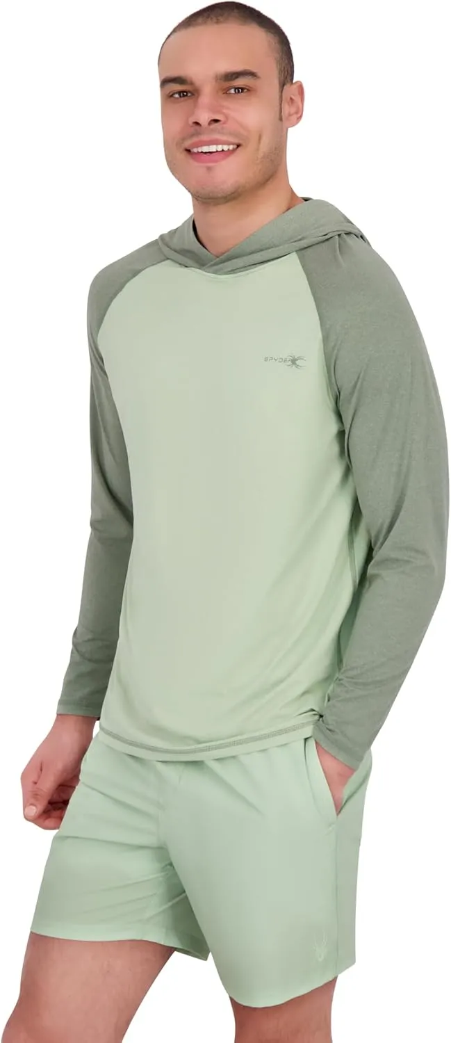 Spyder Men's Hooded Long Sleeve Rashguard – UPF 30  Quick-Dry Swim Shirt for Surfing, Hiking, Gym & Outdoor Sports